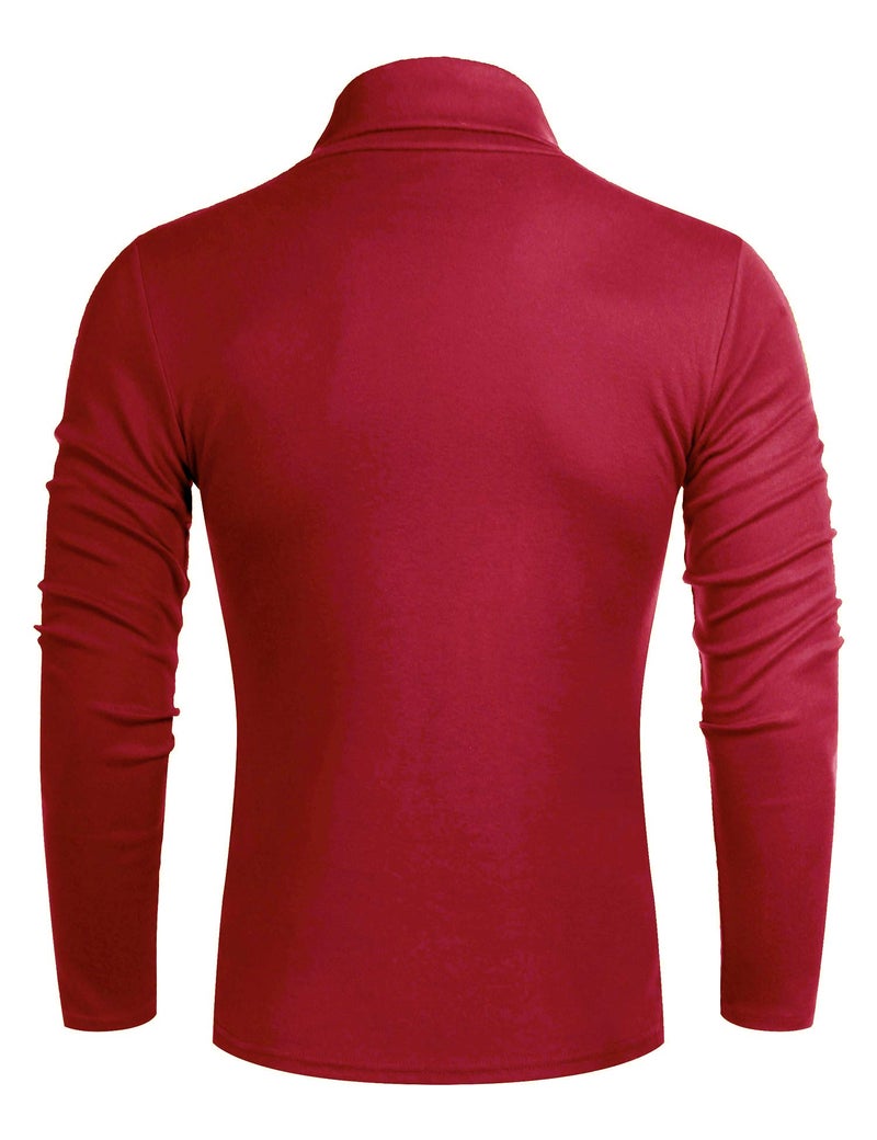 Poriff Mens Casual Basic Designed Knit Long Sleeve Slim Fit Knitwear Pullover Sweater Red L - Image 3